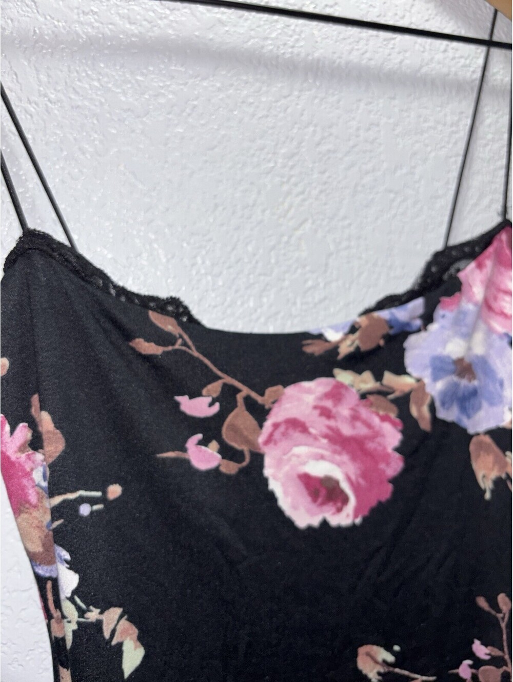 JLUXLABEL Black Floral Midi Slip Dress Size Medium New - Picture 3 of 7